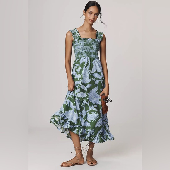 FARM Rio Dresses & Skirts - Farm Rio Tropical Swing Smocked Sleeveless Midi Dress